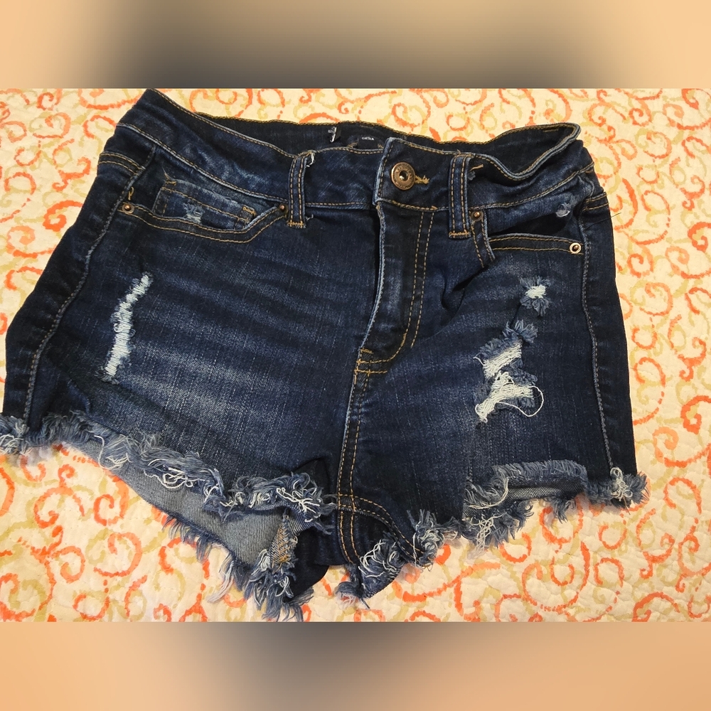 XS Wax Jean Denim Distressed Women Shorts